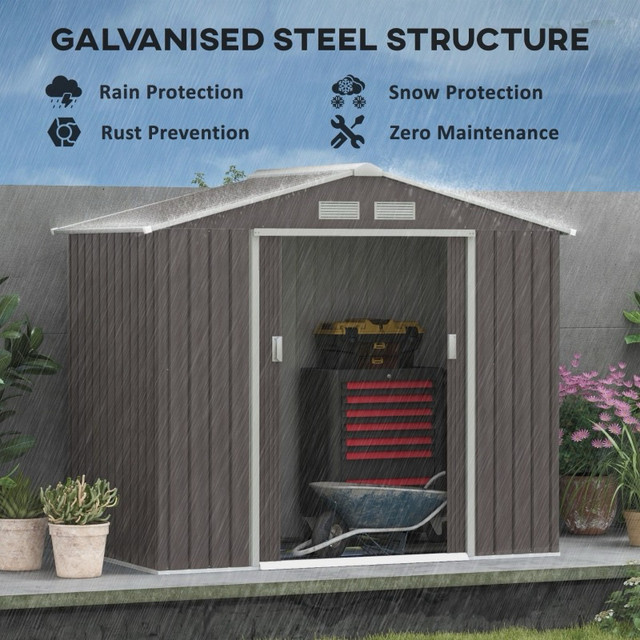 7' x 4' x 6' Garden Storage Shed Outdoor Patio Metal Tool  in Outdoor Tools & Storage in Markham / York Region - Image 4