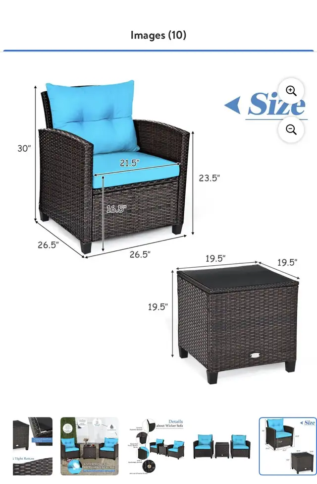 Brand New 3 Pieces Patio Furniture Set, PE Rattan Wicker 3 Pcs in Patio & Garden Furniture in City of Toronto - Image 3