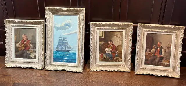 3 LISTED? ARTIST PAINTINGS -OIL ON CANVAS- ANTIQUE WHITE FRAMING in Arts & Collectibles in Mississauga / Peel Region - Image 2