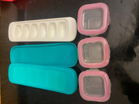 OXO Freezer Trays x 2 &  Glass Containers x 3
