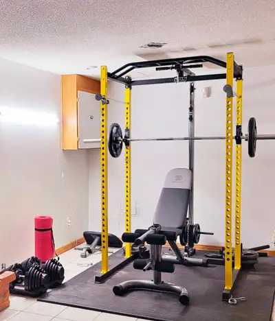 Home Gym - Power Rack Adjustable Bench Leg Preacher Weights Bar, View more