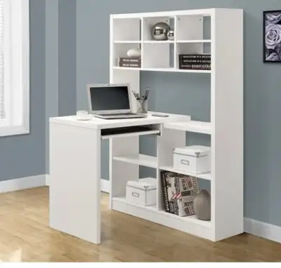 $15 THE BRICK REVERSIBLE DESK W OPEN BOOKCASE white, View more
