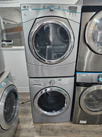 RARE SIZE! FRIGIDAIRE 27" GREY WASHER & WHIRLPOOL ELECTRIC DRYER