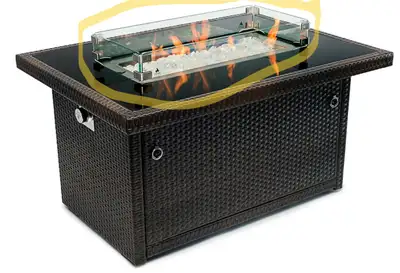 Outland Fire Table Tempered Glass Wind Guard Fence for Outland Series 401/403 Outdoor Propane Fire P...
