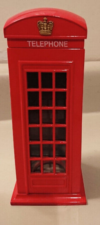 Vintage Style Red Metal Telephone Booth Coin Bank