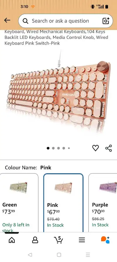 This is a EWEADN mechanical keyboard with 104 keys, featuring a unique typewriter design and pink ba...