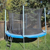 JumpTek Outdoor Trampoline with Safety Enclosure & Step Ladder