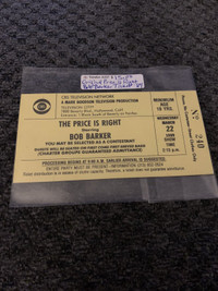 Price is Right Bob Barker ORIGINAL TICKET CBS Showcase 320
