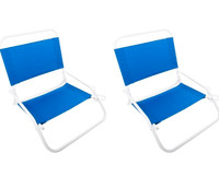 TWO LIGHTWEIGHT OUTDOOR LOW PROFILE BEACH CHAIR: