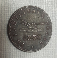 1833 Upper Canada halfpenny token 