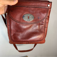 Small fossil crossbody leather bag