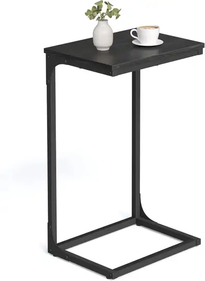 VASAGLE C-Shaped Side Table – Ebonized Oak Finish + Black, View more