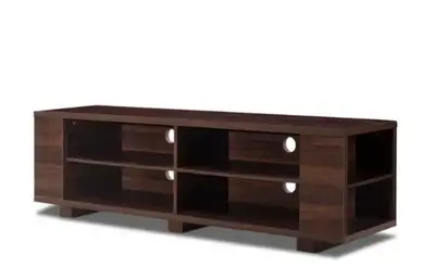 Brown Wood Media Cabinet with Adjustable Shelf for TVs up to 55-, View more