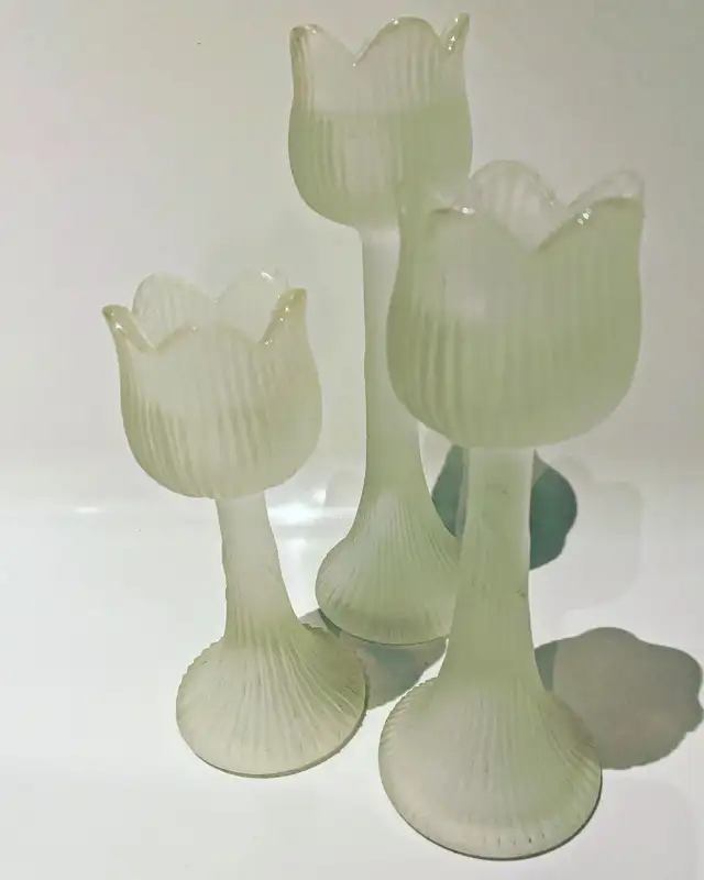 3 SCANDINAVIAN STYLE FROSTED GLASS CHANDELIERS Candelabra Tulip Shaped62863271375491127