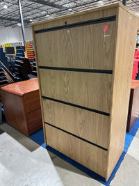 Wood grain, 4 drawer lateral filing cabinet