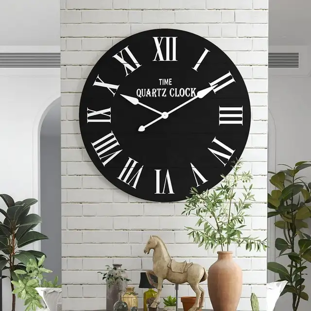35.5” Farmhouse Large Shiplap Round Wall Clock with Roman in Home Décor & Accents in Markham / York Region - Image 3