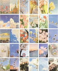 New 30PCS Wall Collage Kit Pink Flower Wall Decor,Room Posters D
