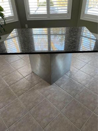 Solid kitchen table granite quartz top unique stainless base