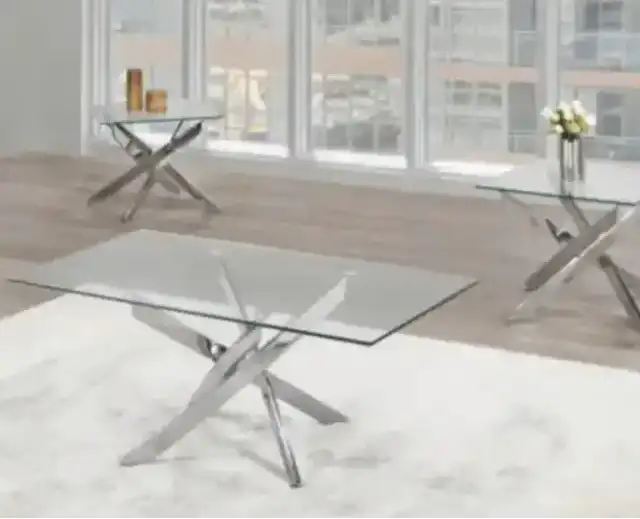 Classic Glass, Chrome & Mahogany Coffee Table or Hall Table!!