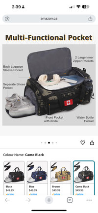 Camo Black Duffel Bag Mississauga / Peel Region Toronto (GTA) Preview