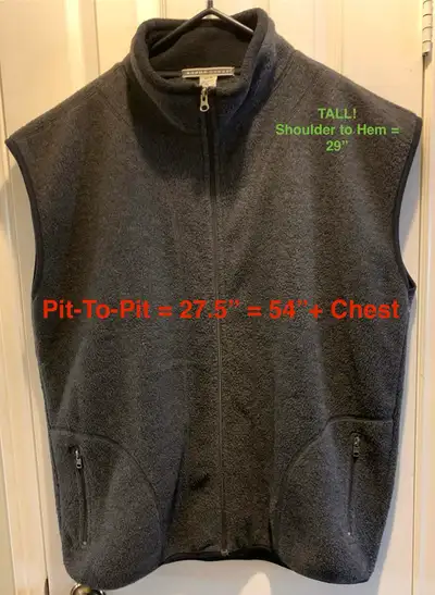 New! FLEECE VEST; (Men’s Tall XL), View more