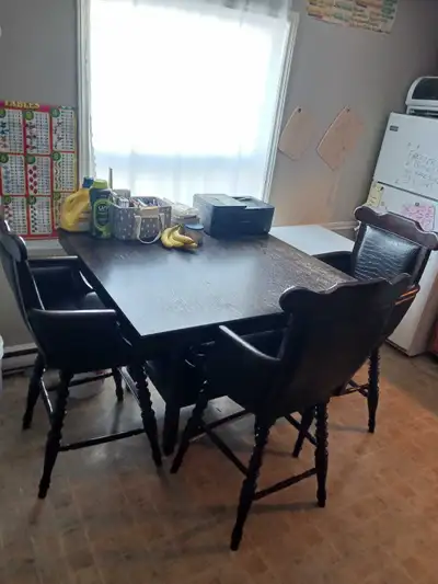 Large table and 3 bar chairs, View more