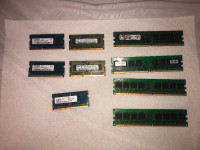 Laptop & Desktop RAM x5 (2x4GB DDR3 + 1x2GB DDR3 + 2x1GB DDR3)
