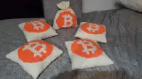 Crochet Bitcoin cushions