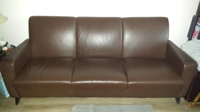 IKEA vintage-style brown leather 3-seat sofa: limited brand line in Couches & Futons in Markham / York Region