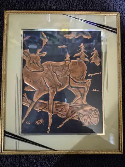1941 Vintage Framed Copper Repoussé, View more