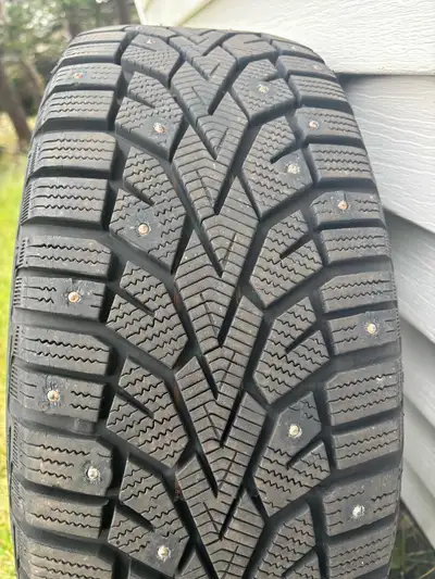 Set of 4 studded winter tires on rims. Size 205/55 R16. Used for one winter less than $2,000 km.