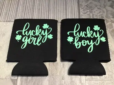 2 manchons pour cannettes Lucky Boy et Lucky Girl, View more