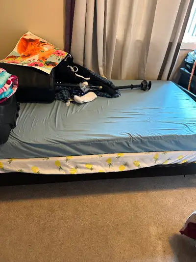 Twin bed frame with 2 mattresses