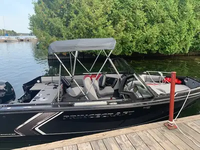 For sale - 2020 Princecraft Platinum Premium, Black 186, Mercury 150 with galvanized dual axle trail...