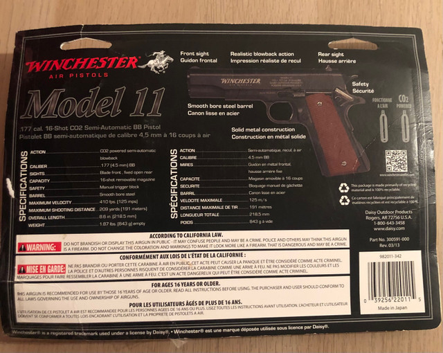 Winchester pistolet air comprimé  dans Loisirs et artisanat  à Laval/Rive Nord - Image 3