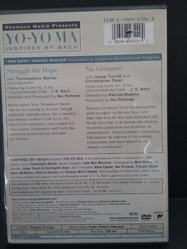 DVD - YO-YO MA Struggle For Hope in CDs, DVDs & Blu-ray in Oshawa / Durham Region - Image 2
