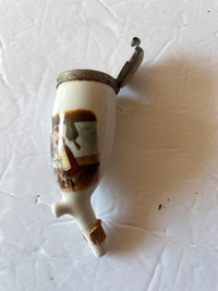 Vintage Porcelain Smoking Pipe with Tipped Lid