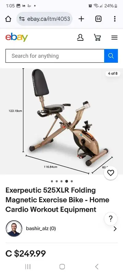 Exerpeutic Folding Recumbent Exercise Bike, View more