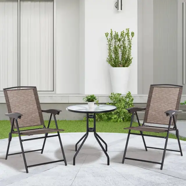 Folding Outdoor Bistro Set, Patio Table and Chairs with Reclinin in Patio & Garden Furniture in Markham / York Region - Image 7
