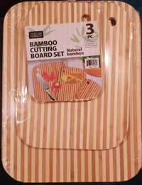 Brand New Sealed in Plastic Bamboo Cutting Board Set