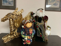 Christmas decorations: Reindeer, stuffed animals, pillow ($5-20)