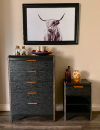 Elegant refurbished black dresser set