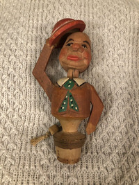 Very collectable Vintage Wooden People Wine Stopper