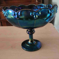 Indiana Iridescent Blue Compote Bowl