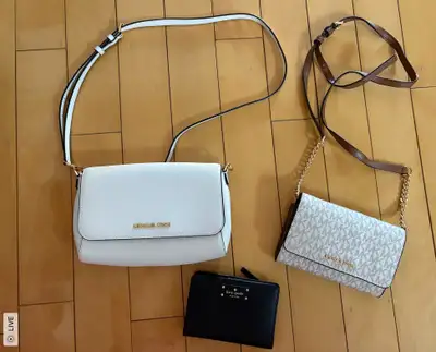 Michael Kors Bag Plain White - $40 Micahel Kors Printed - SOLD Kate Spade Wallet - $20