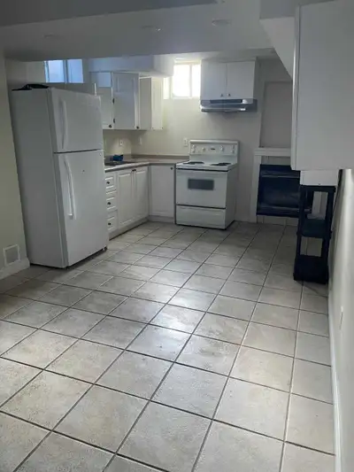 Basement for rent Separate entrance Separate laundry 2 parking.( one behind other) Bus stop on door...