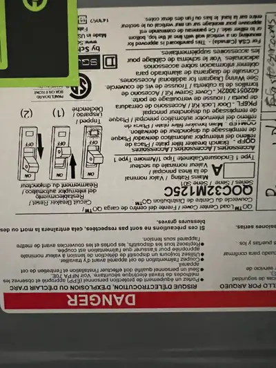 100 Amp 32 spaces panel with breakers. Two 30amp, three 20 amp, the rest are 15amp. The panel was in...