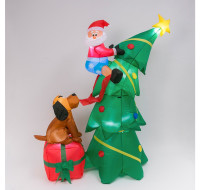 Holiday Memories Lighted 72" Inflatable Xmas Tree With Santa & D