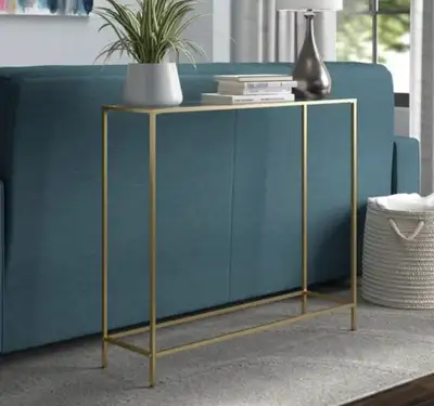 BRASS GOLD GLASS CONSOLE SIDE TABLE DESK, View more