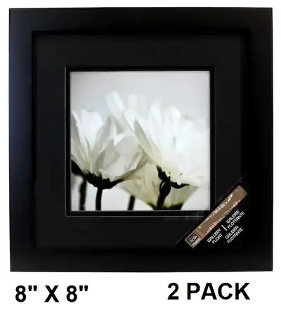 Black Square Gallery Wall Frame with Black Double Mat 8" X 8", View more